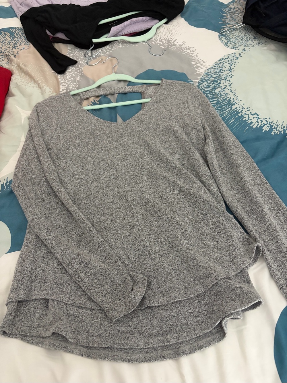 White House Black Market Heather Gray Knit Top